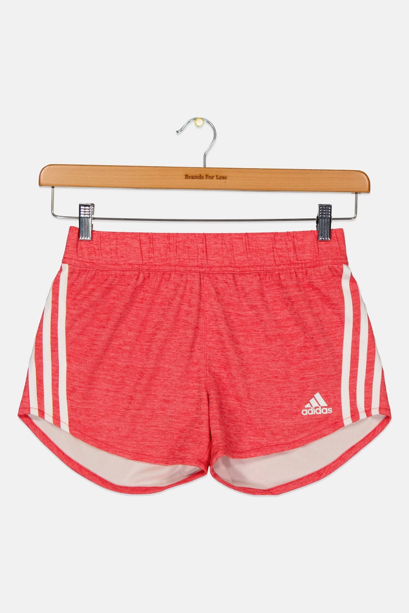 Adidas Kids Girl Brand Logo Outdoor Shorts, Red - Image 2